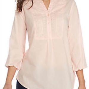 NWT NEW DIRECTIONS COTTON EMBROIDERED TUNIC SHIRT
